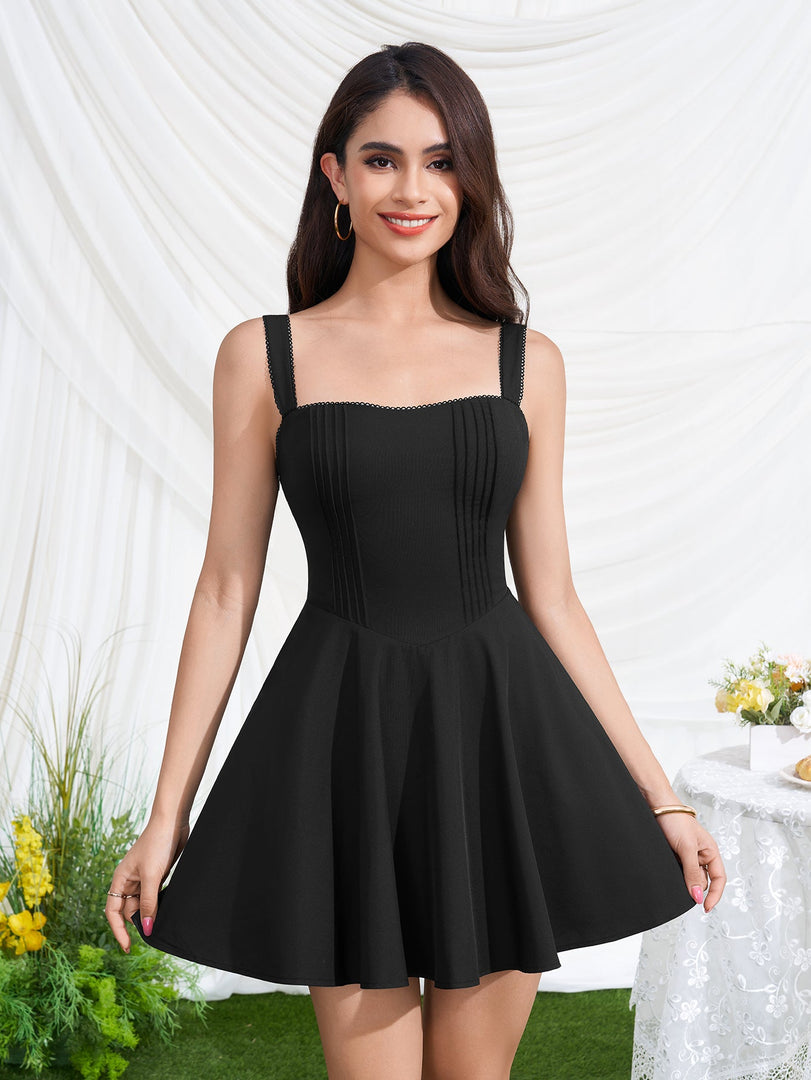 Square Neck Crisscross Back Mini Dress | Homecoming Dress