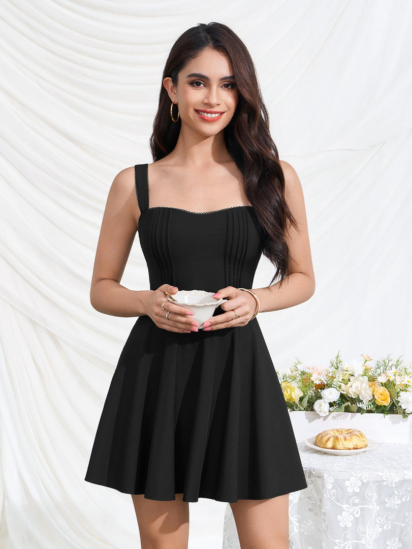 Square Neck Crisscross Back Mini Dress | Homecoming Dress