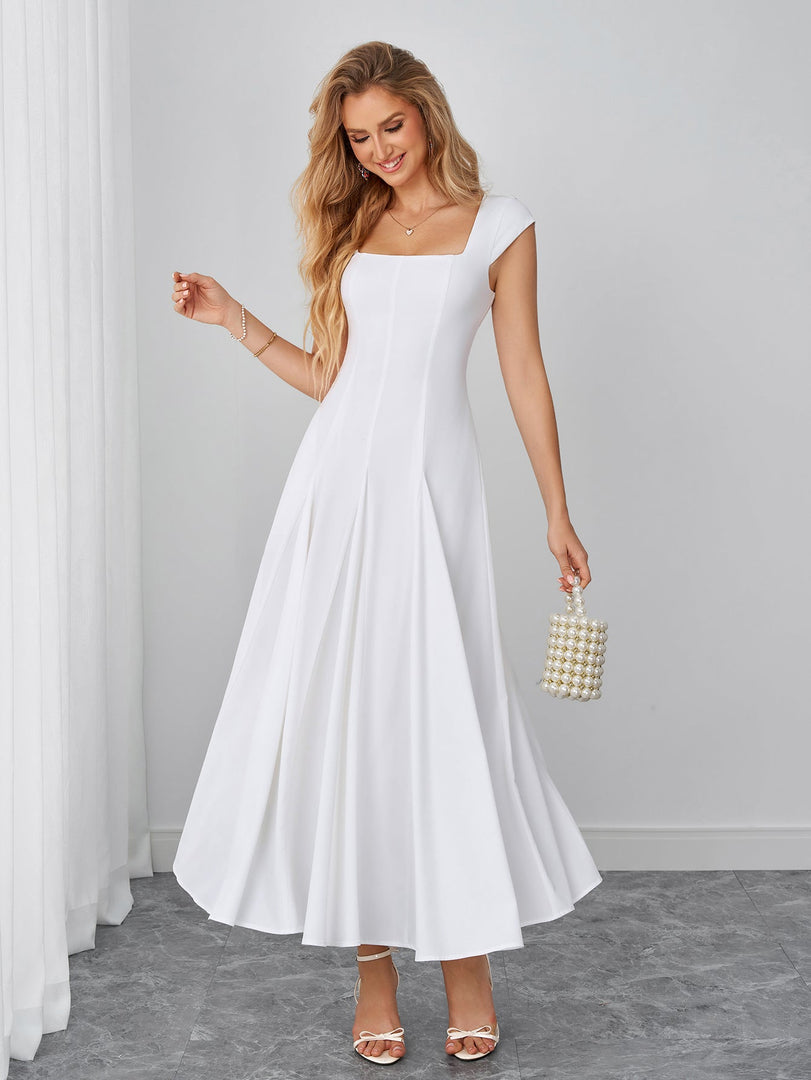 Square Neck Crisscross Back Pocket Maxi Dress | Prom Dress, Formal Dress