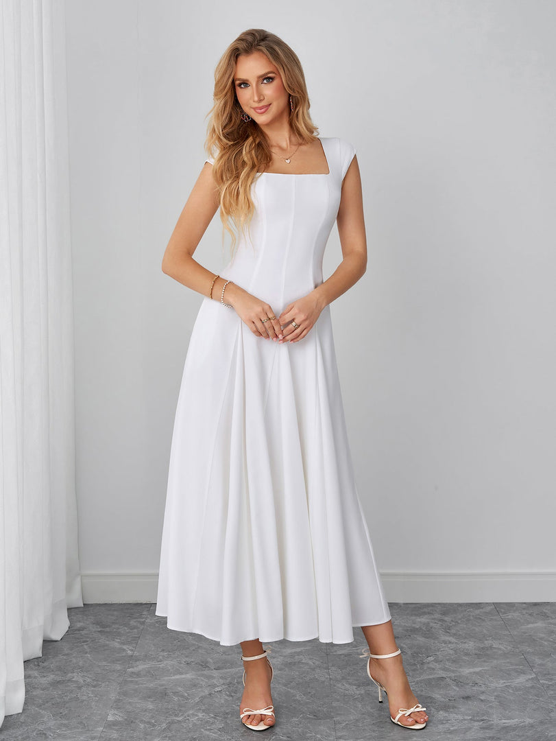 Square Neck Crisscross Back Pocket Maxi Dress | Prom Dress, Formal Dress