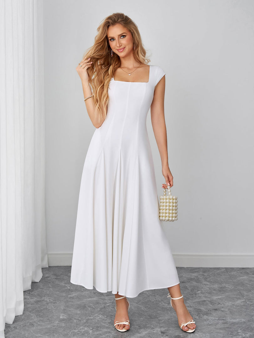 Square Neck Crisscross Back Pocket Maxi Dress | Prom Dress, Formal Dress