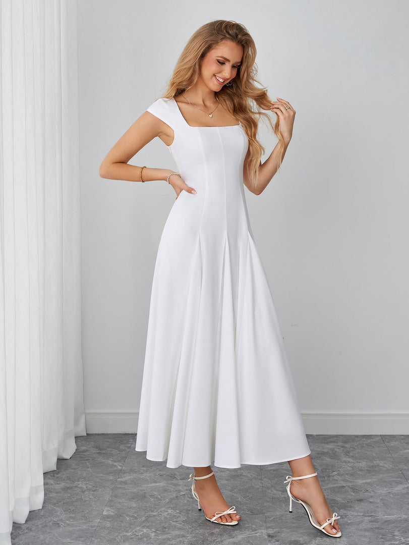 Square Neck Crisscross Back Pocket Maxi Dress | Prom Dress, Formal Dress