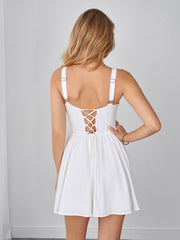 Square Neck Crisscross Back Ruched Corset Mini Dress | Homecoming Dress, Cocktail Dress