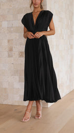 Load image into Gallery viewer, Women's Pleated Maxi Dress Deep V-Neck Sleeveless Accordion Pleat Formal Wedding Guest Style
