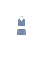 Load image into Gallery viewer, Aria + Marcella Halter Tank Top &amp; Biker Shorts Matching Set - In Blue
