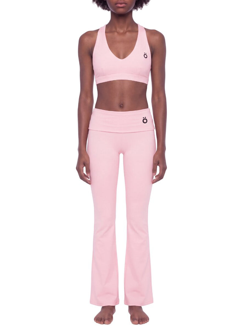 Flora Halter & Flared Yoga Sports Matching Set - In Pink