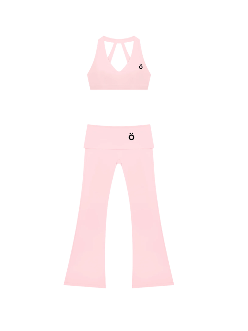 Flora Halter & Flared Yoga Sports Matching Set - In Pink