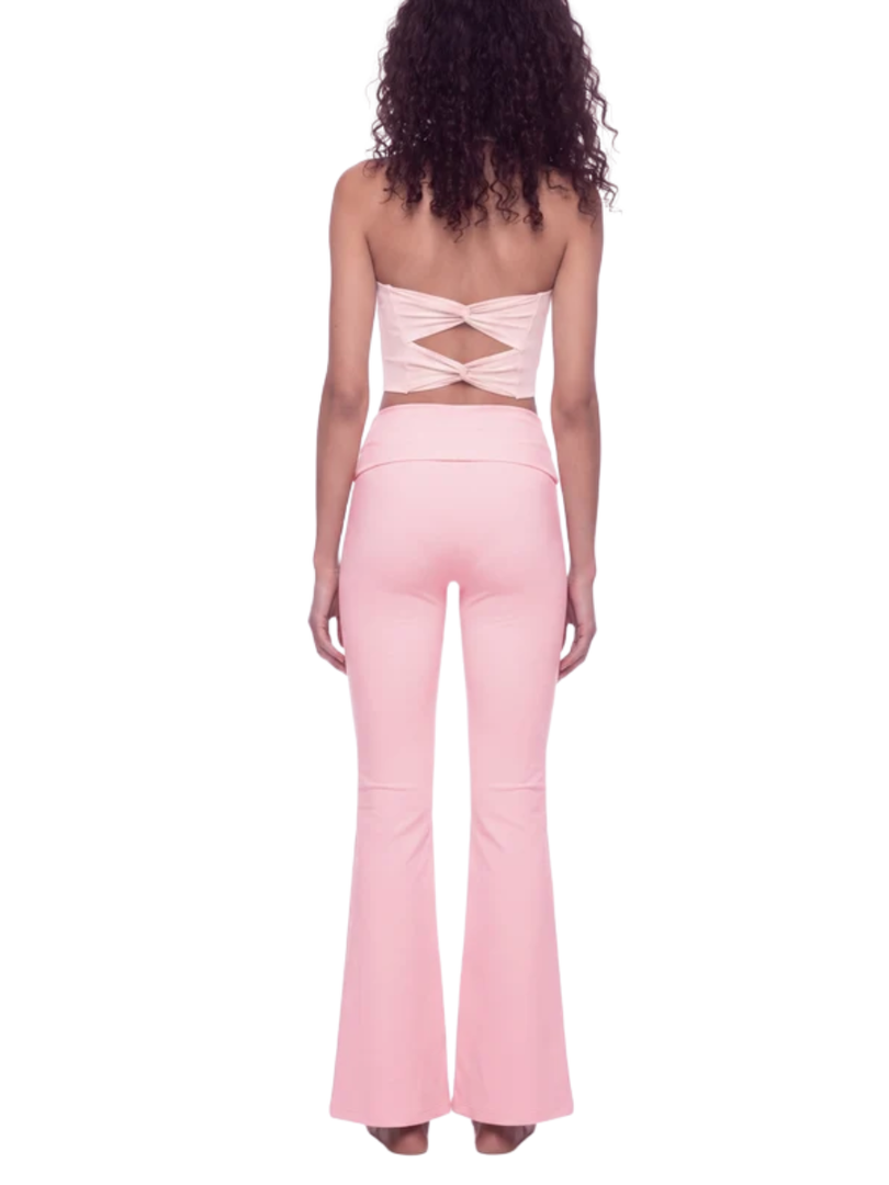Severina & Lucilla Halter Bra and Flared Yoga Activewear Matching Set - In Pink