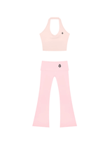 Load image into Gallery viewer, Severina &amp; Lucilla Halter Bra and Flared Yoga Activewear Matching Set - In Pink
