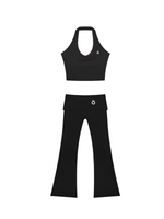 Load image into Gallery viewer, Severina &amp; Lucilla Halter Bra and Flared Yoga Activewear Matching Set - In Black
