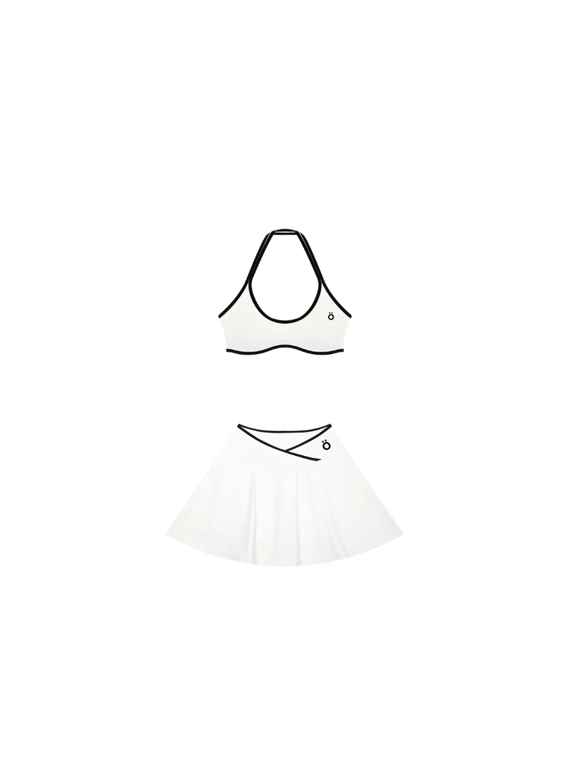 Diana + Pomona Color Block Matching Activewear Set - In White
