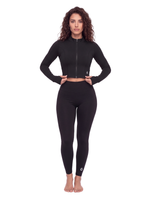Load image into Gallery viewer, Arcadia + Honora Crop Jacket &amp; High Waisted Leggings Matching Yoga Set. - In Black
