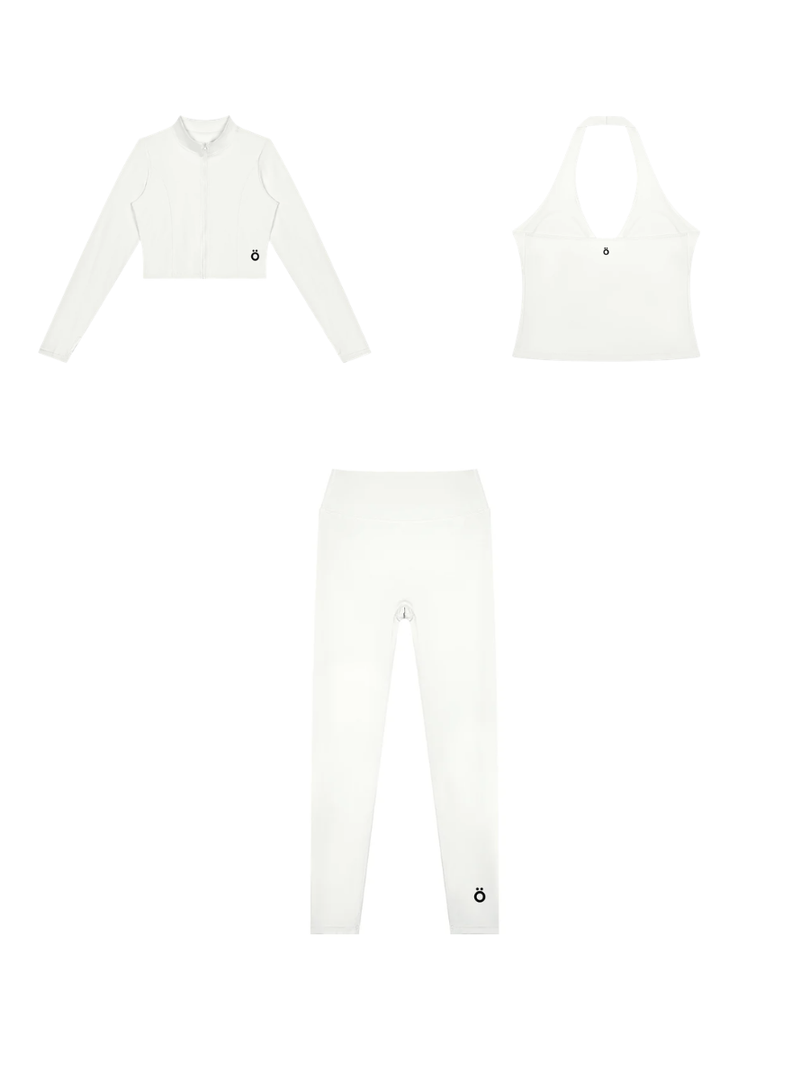Albina + Arcadia + Honora Cropped Top and Jacket & Leggings 3 Piece Yoga Matching Set