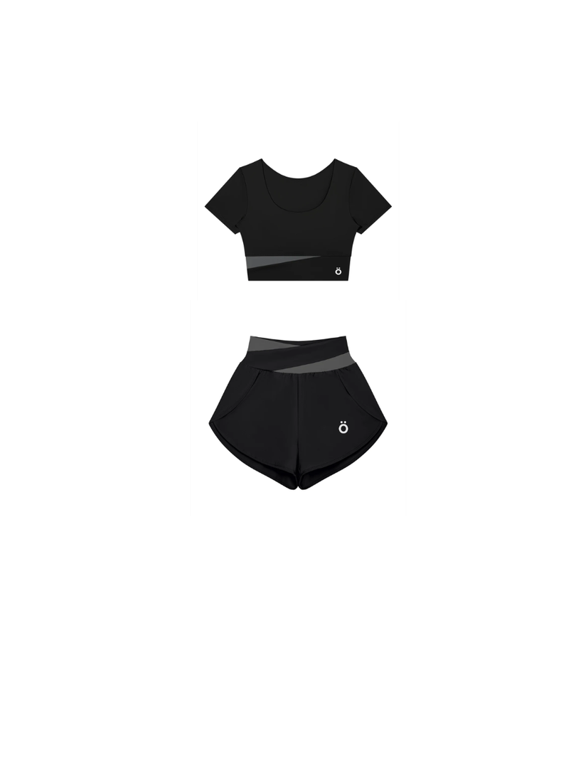 Amara + Cecilia Panelled Activewear Matching Set - Black