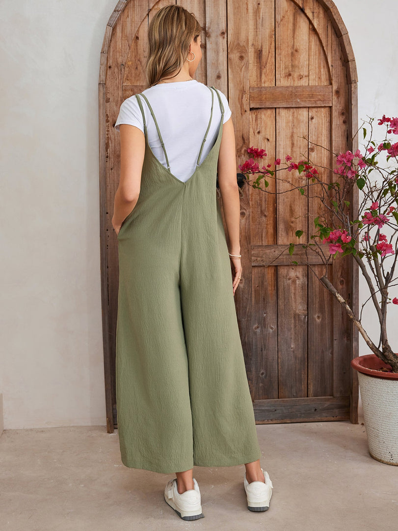 Tie Back Pocket Wide Legs Jumpsuit | Wedding Guest Jumpsuit