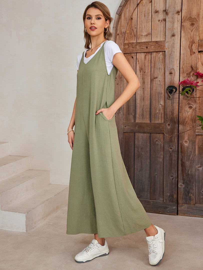 Tie Back Pocket Wide Legs Jumpsuit | Wedding Guest Jumpsuit