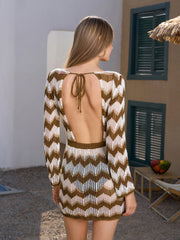 Tie Back Striped See Through Knitted Dress | Cocktail Dress