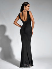 Tie Backless Mesh Mermaid Hem Bodycon Dress | Homecoming Dress