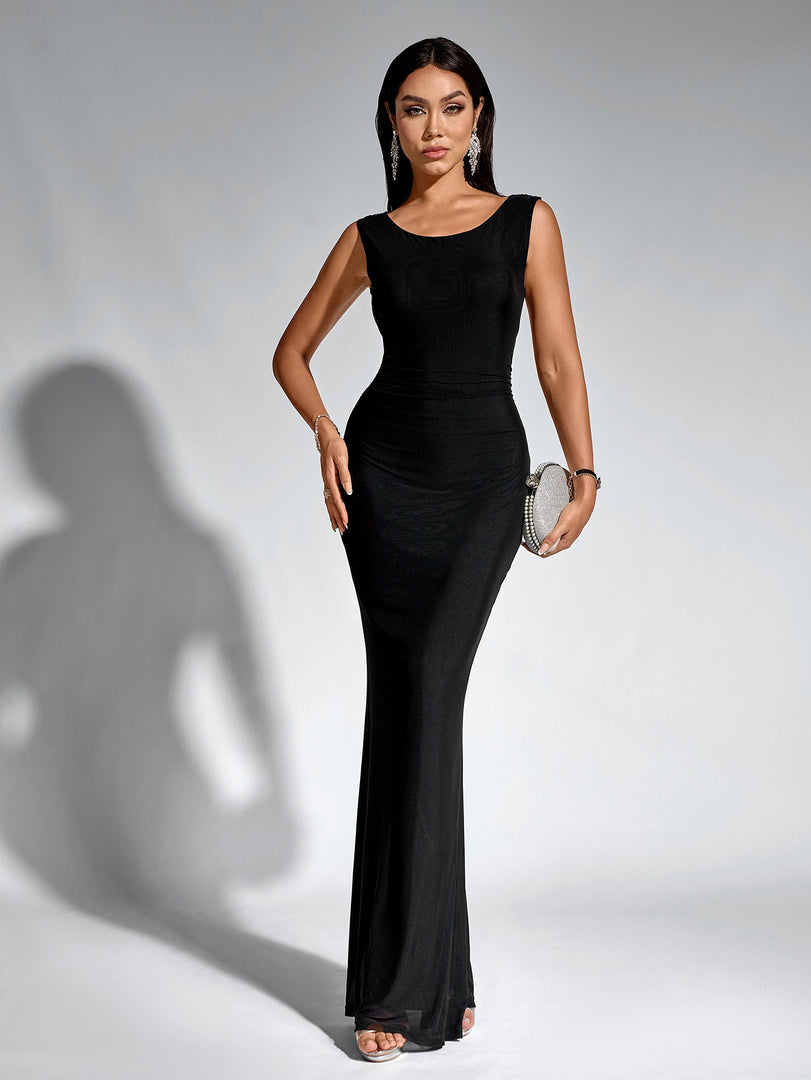 Tie Backless Mesh Mermaid Hem Bodycon Dress | Prom Dress, Cocktail Dress