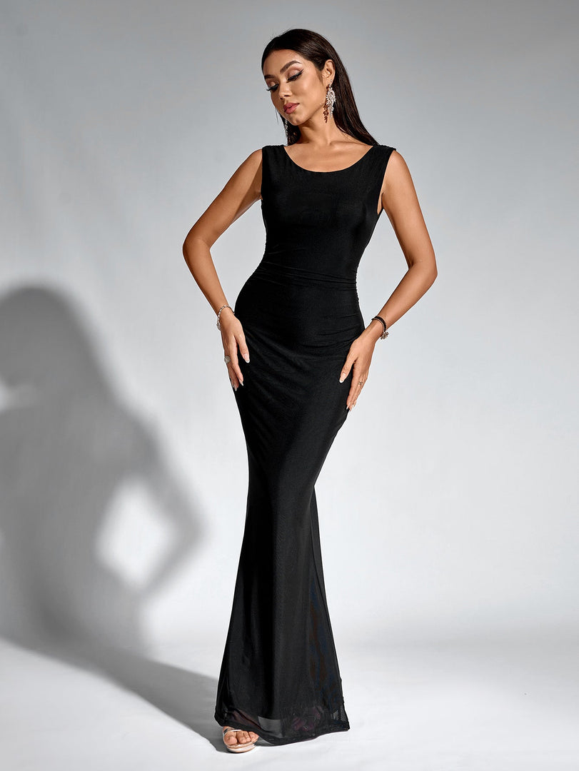 Tie Backless Mesh Mermaid Hem Bodycon Dress | Prom Dress, Cocktail Dress