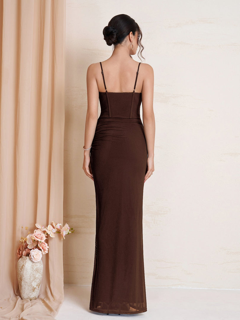 Tie Front Ruched Bodycon Mesh Dress | Cocktail Dress, Homecoming Dress