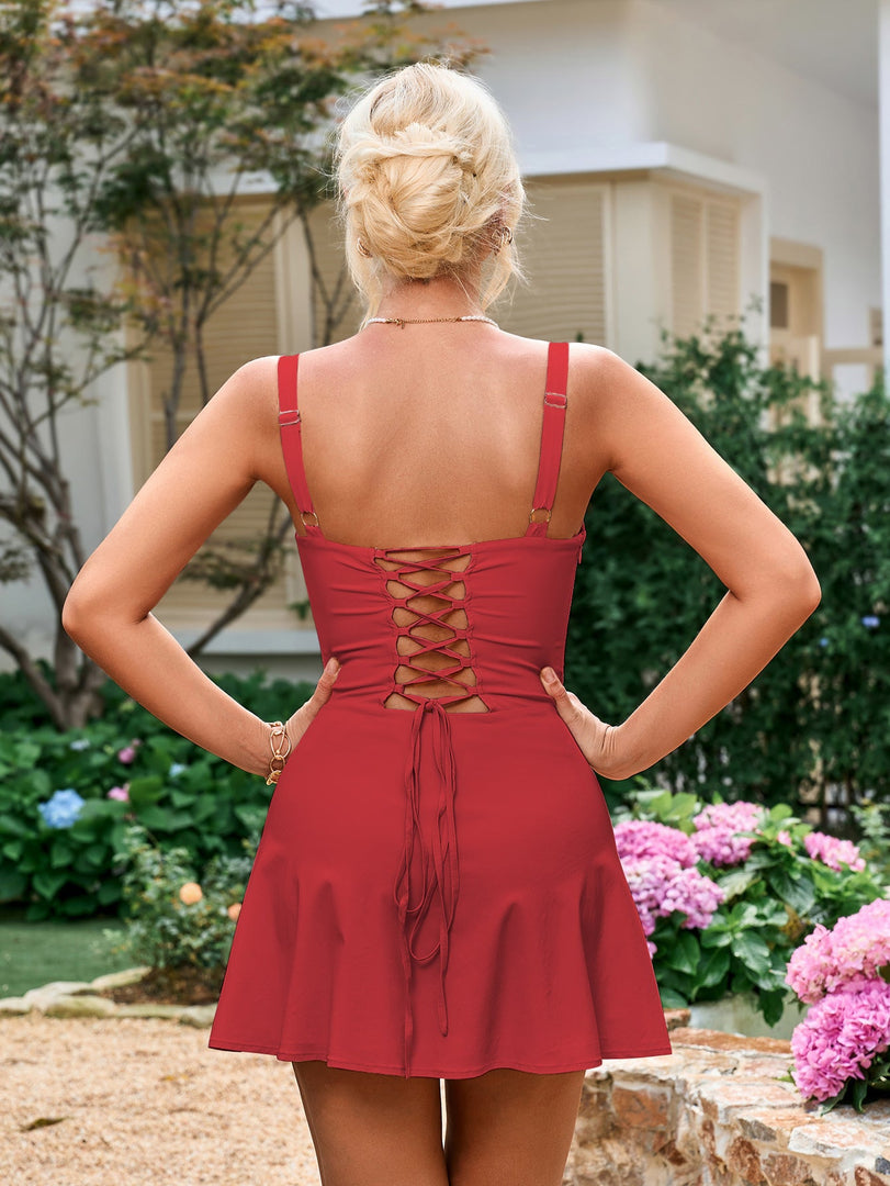 Tie Front Ruched Bust Cami Dress | Vacation Dress
