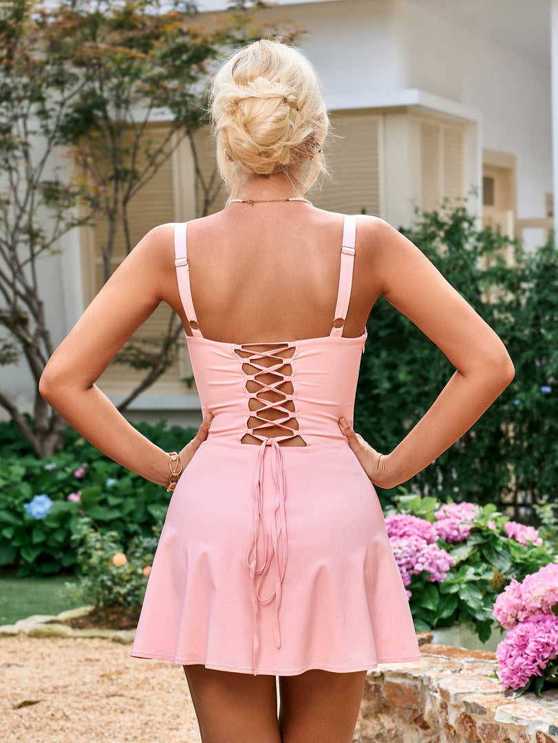 Tie Front Ruched Bust Cami Dress | Vacation Dress