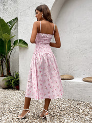 Tie Front Waist Ruched Floral Print Cami Dress | Vacation Dress, Wedding Guest Dress