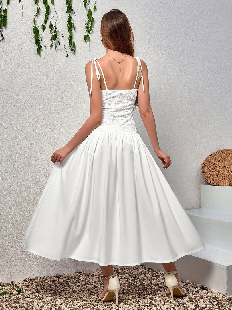 Tie Shoulder Backless Flared Hem Cami Dress | Vacation Dress, Wedding Guest Dress