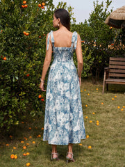 Tie Shoulder Ruched Pocket Floral Print Dress | Wedding Guest Dress, Vacation Dress