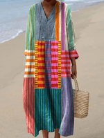 Load image into Gallery viewer, Women's Casual Maxi Dress Colorful Patchwork Print
