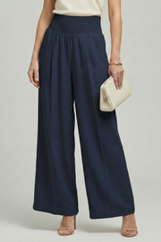 Women's Linen Wide Leg Pants High Waist Elastic Style