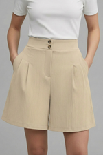 Load image into Gallery viewer, Women's Shorts High Waist Double Button Pleated Wide Leg Pocket Tailored Casual Style
