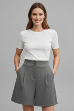 Load image into Gallery viewer, Women's Shorts High Waist Double Button Pleated Wide Leg Pocket Tailored Casual Style
