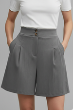 Load image into Gallery viewer, Women's Shorts High Waist Double Button Pleated Wide Leg Pocket Tailored Casual Style
