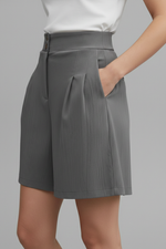 Load image into Gallery viewer, Women's Shorts High Waist Double Button Pleated Wide Leg Pocket Tailored Casual Style
