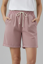 Load image into Gallery viewer, Women's Shorts Elastic Drawstring Waist Cuffed Hem Pocket Relaxed Casual Style
