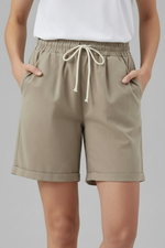 Load image into Gallery viewer, Women's Shorts Elastic Drawstring Waist Cuffed Hem Pocket Relaxed Casual Style
