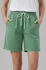 Load image into Gallery viewer, Women's Shorts Elastic Drawstring Waist Cuffed Hem Pocket Relaxed Casual Style
