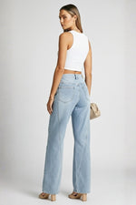 Load image into Gallery viewer, Women's Relaxed Blue Wide Leg Jeans High Waist Straight Style
