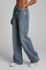 Load image into Gallery viewer, Women's Blue Jeans Mid Rise Relaxed Wide Leg Five Pocket Casual Jean Style
