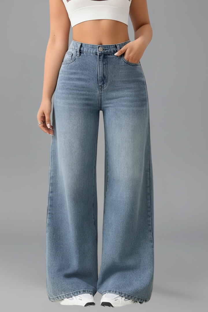Women's Wide Leg Jeans High Rise Relaxed Fit Straight Leg Casual Blue Jean Style