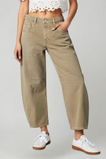 Load image into Gallery viewer, Women's Jeans Mid Waist Barrel Leg Seam Detail Relaxed Fit Casual Black Jean Style
