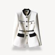 Women's Peplum Blazer Long Sleeve Belted Button Front