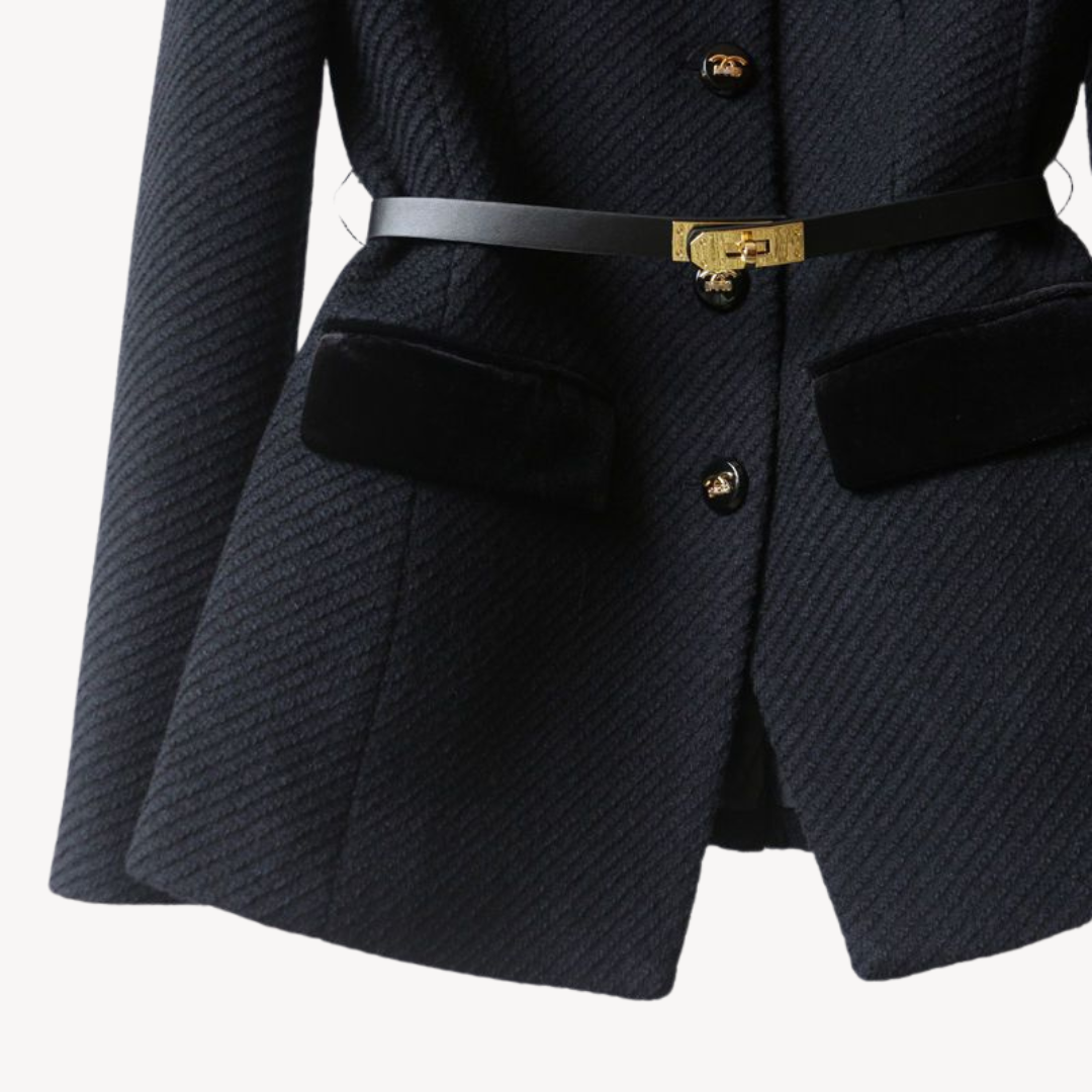 Women's Peplum Blazer Long Sleeve Belted Button Front