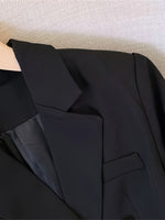 Load image into Gallery viewer, Women's Double Breasted Blazer Long Sleeve Peaked Lapel Gold Button

