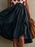 Load image into Gallery viewer, Women's Black Midi Dress Spaghetti Strap Corset Bodice Full Skirt Cocktail Style

