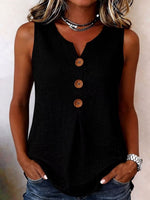 Load image into Gallery viewer, Women's Blouses V-Neck Button Sleeveless Pleated Front
