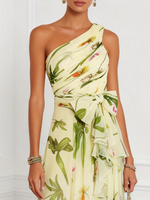 Load image into Gallery viewer, Women's Floral Maxi Dress One Shoulder Ruffle Chiffon a Line Formal Wedding Guest Style
