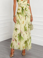 Load image into Gallery viewer, Women's Floral Maxi Dress One Shoulder Ruffle Chiffon a Line Formal Wedding Guest Style
